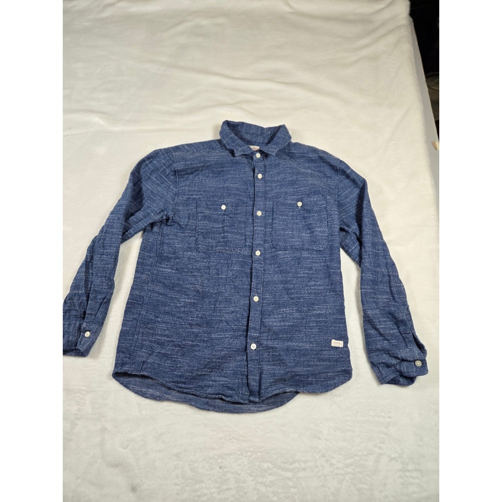 Zara‎ Kids Boy Blue Textured Button Down Shirt Long Sleeve Size 11/12